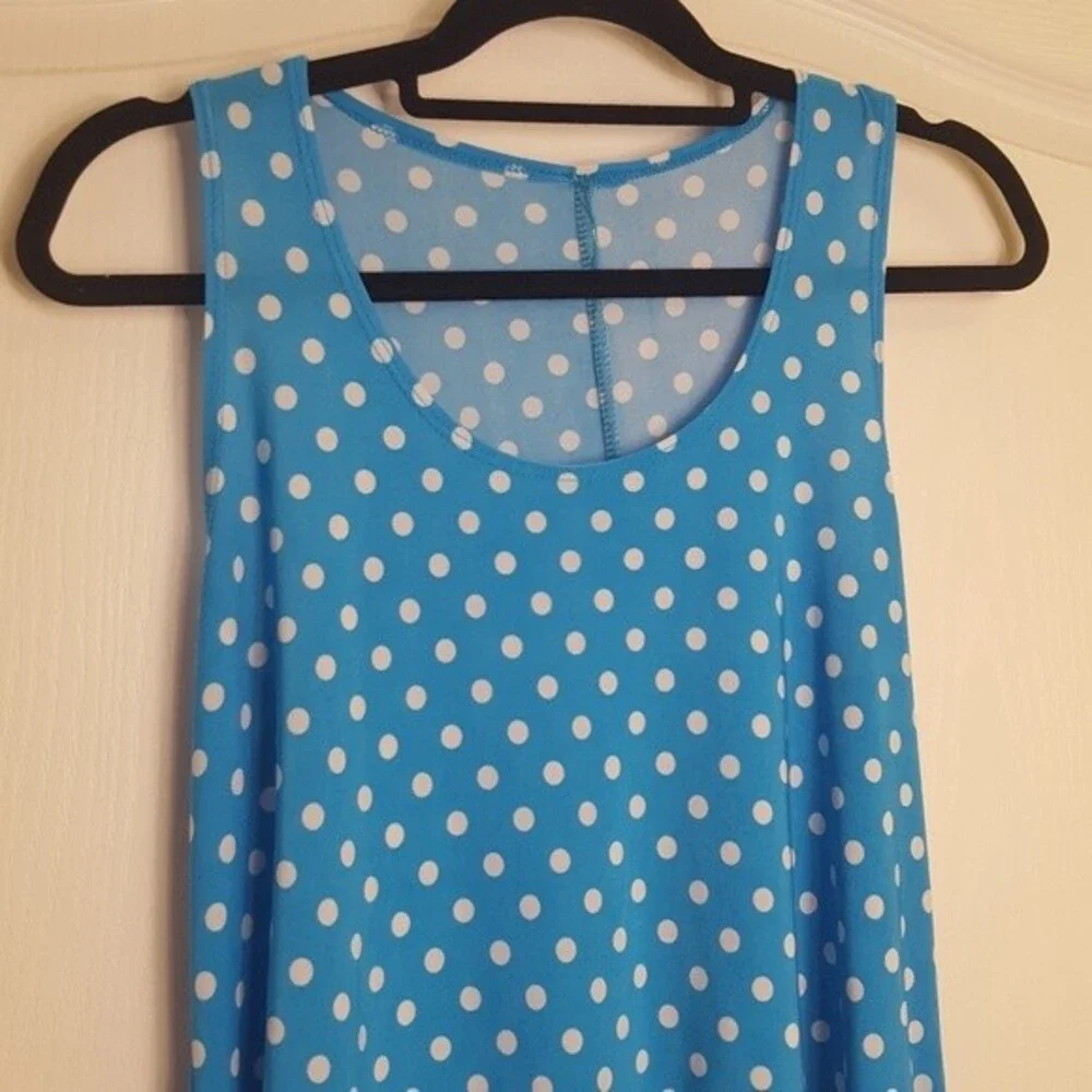 Boutique Retro Blue Polka dot Swing Tunic Tank